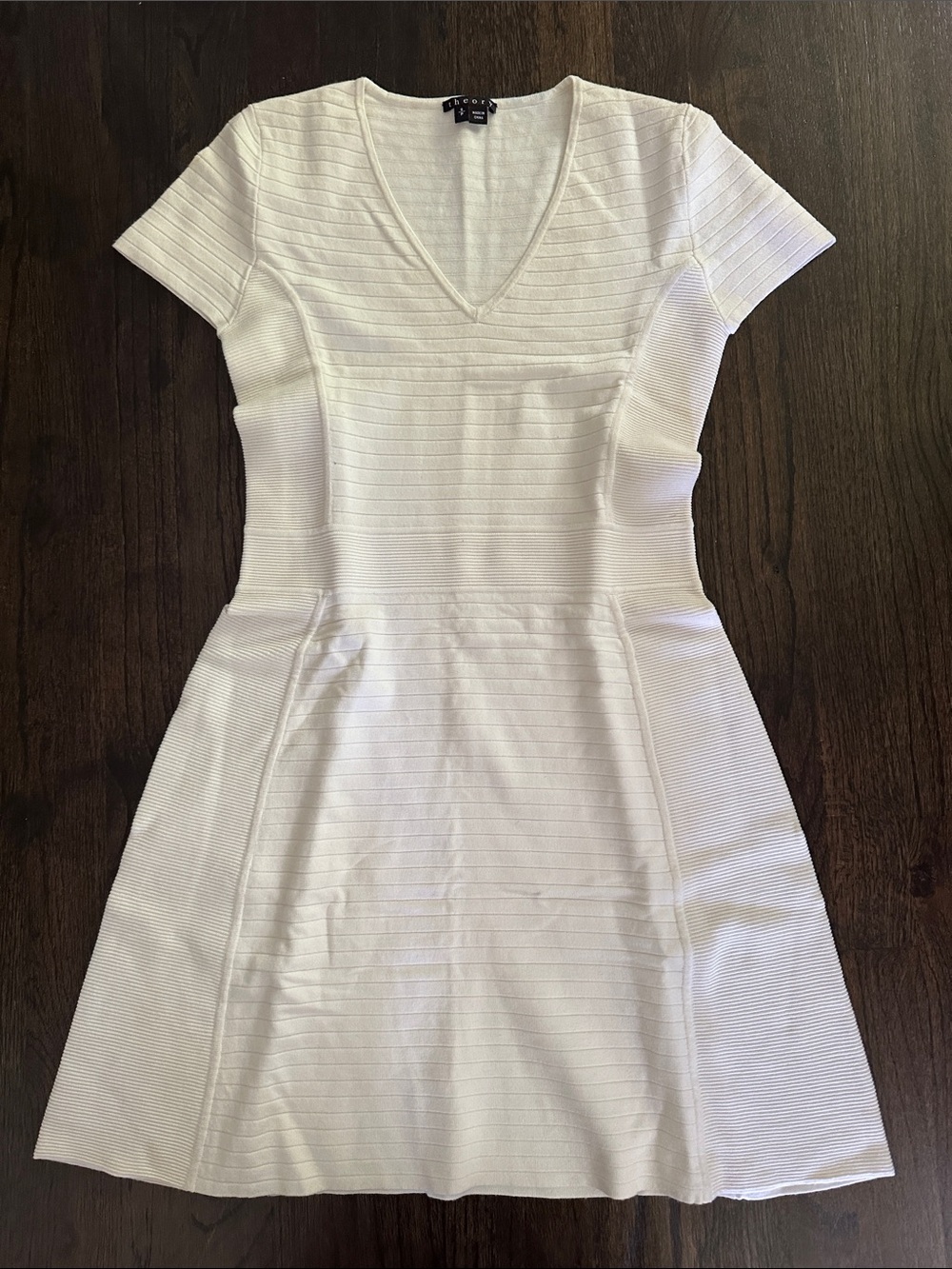 White V-Neck Short Sleeve Fit & Flare Dress